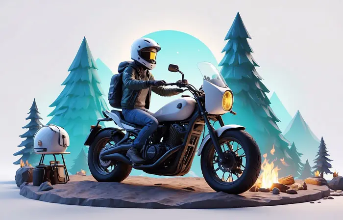 Unique Motorbike Rider 3D Style Illustration image